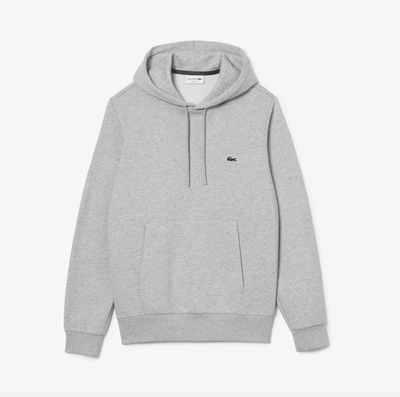 Sweat à capuche Lacoste gris en coton bio