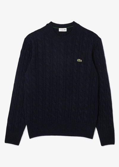 Pull torsadé Lacoste marine en laine