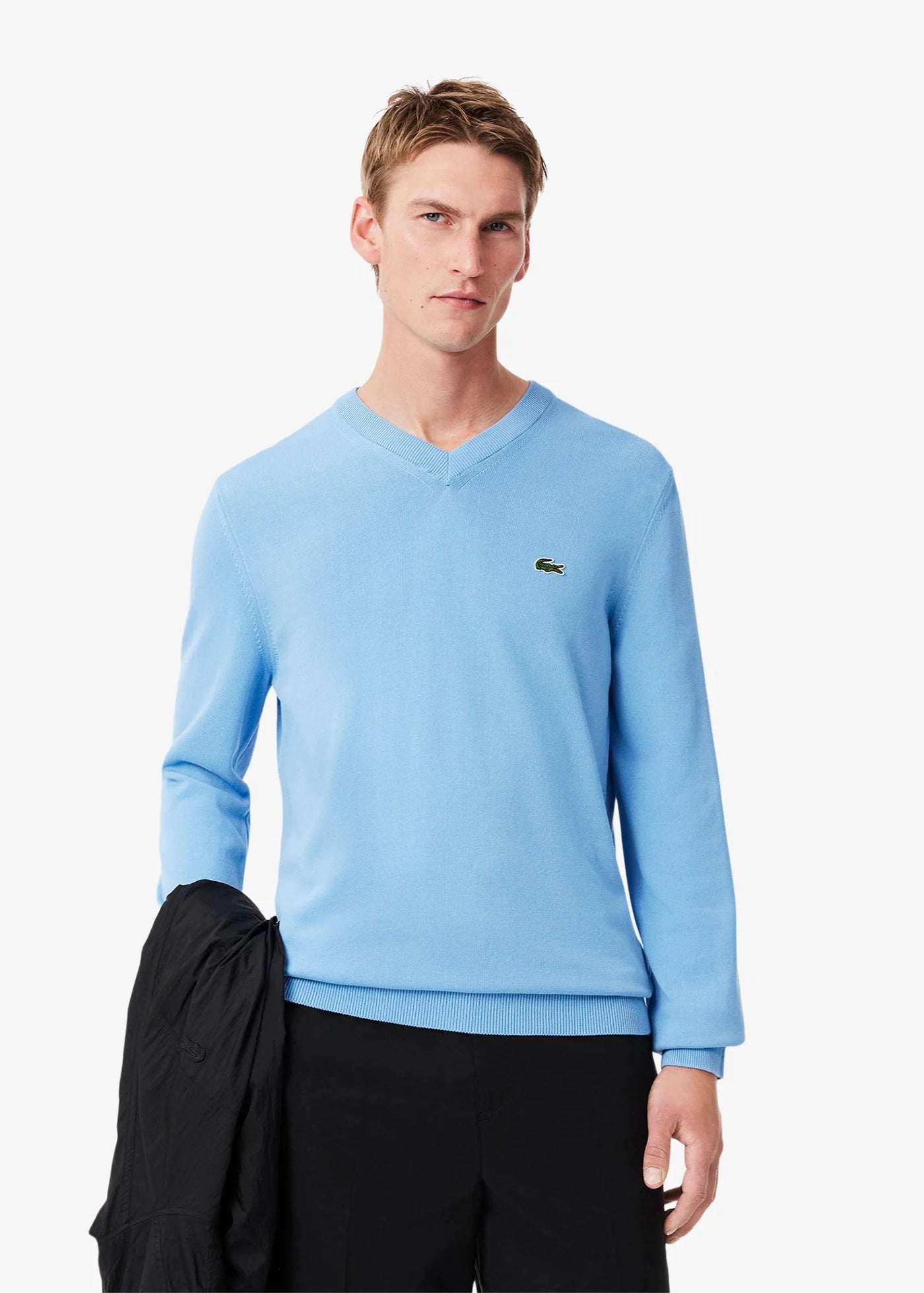 Pull col V Lacoste bleu