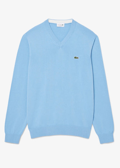 Pull col V Lacoste bleu