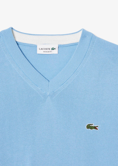 Pull col V Lacoste bleu