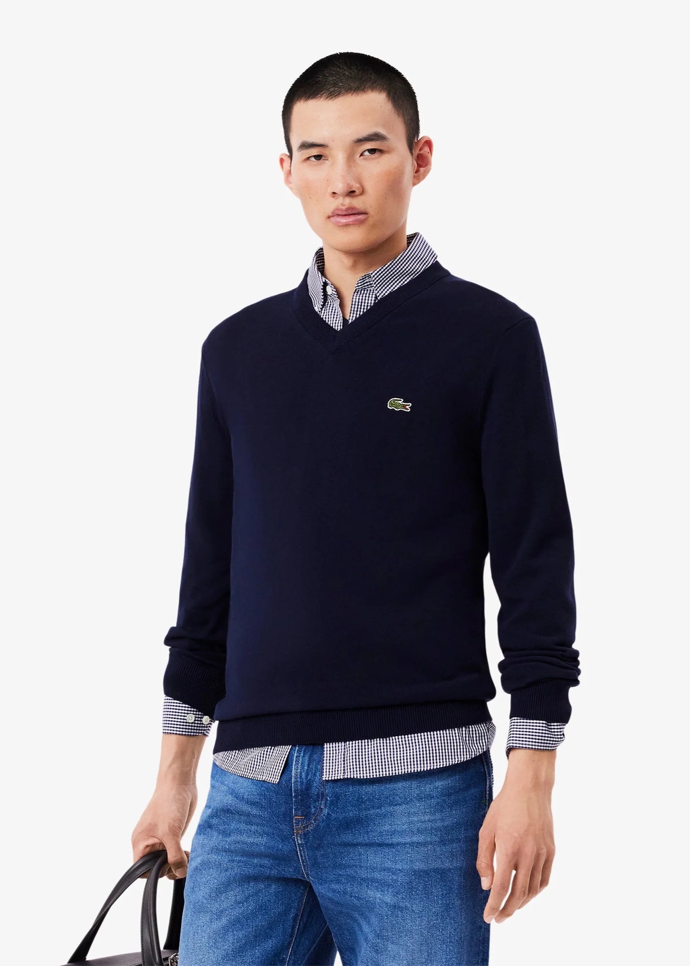 Pull col V Lacoste marine