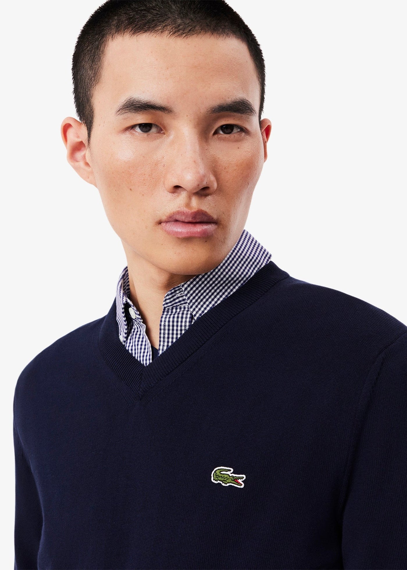 Pull col V Lacoste marine