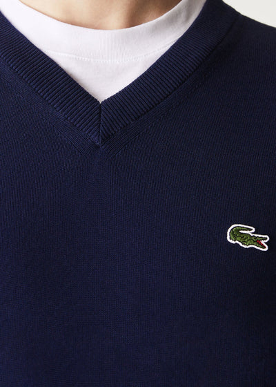 Pull col V Lacoste marine