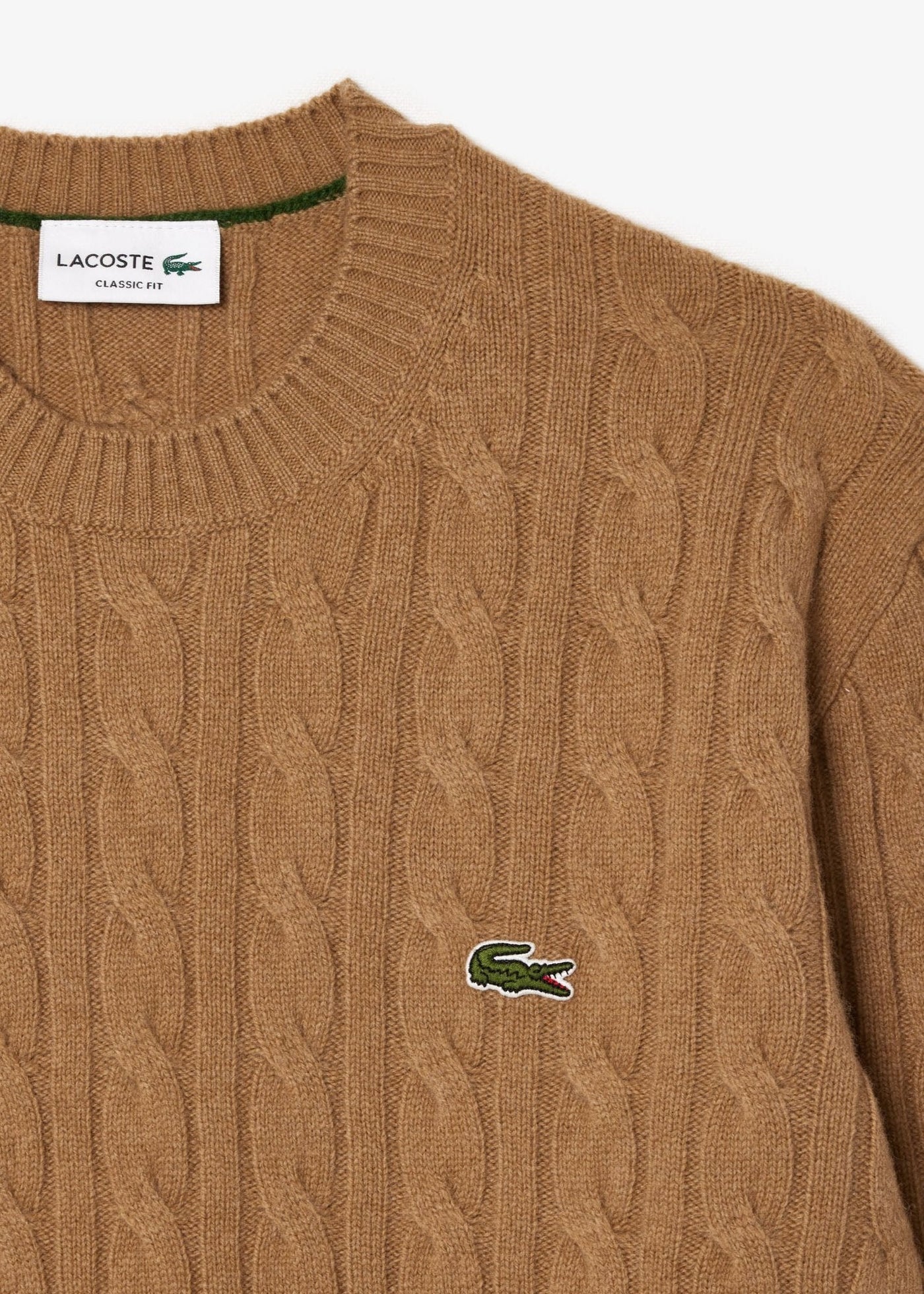 Pull torsadé Lacoste beige en laine