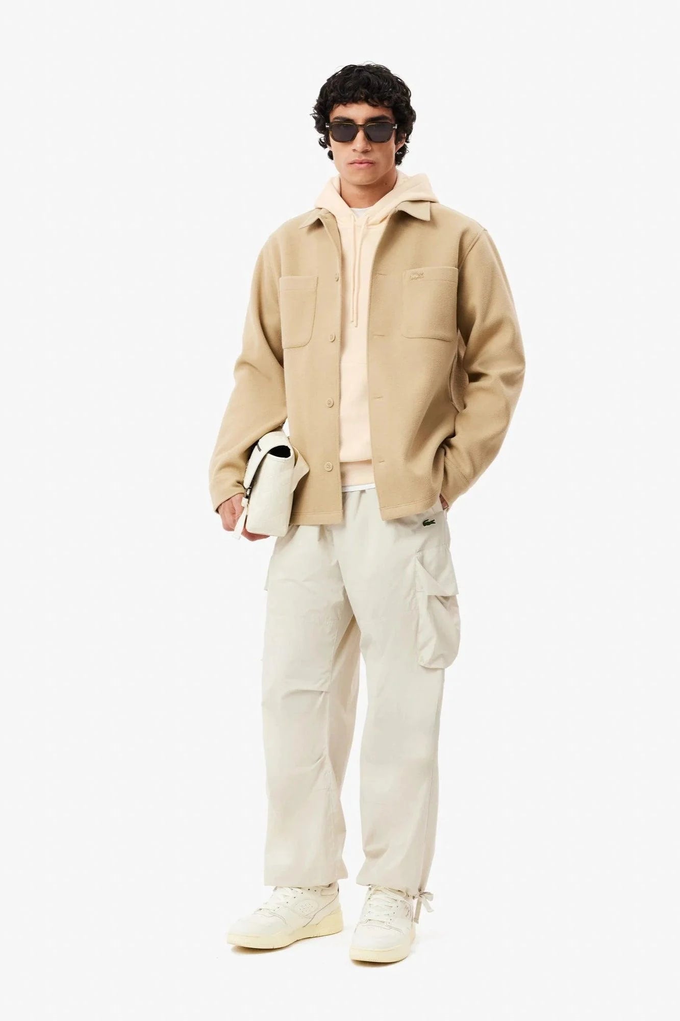 Sweat à capuche Lacoste beige