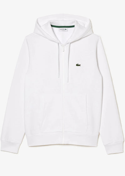 Sweat zippé à capuche Lacoste blanc