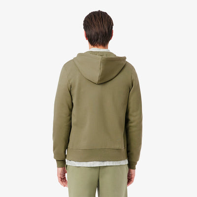 Sweat zippé à capuche Lacoste kaki