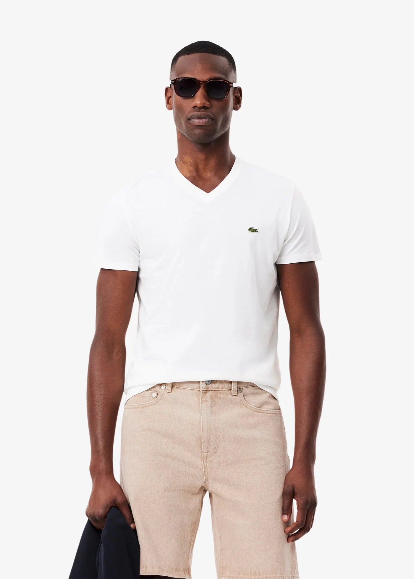 T-shirt col V Lacoste blanc