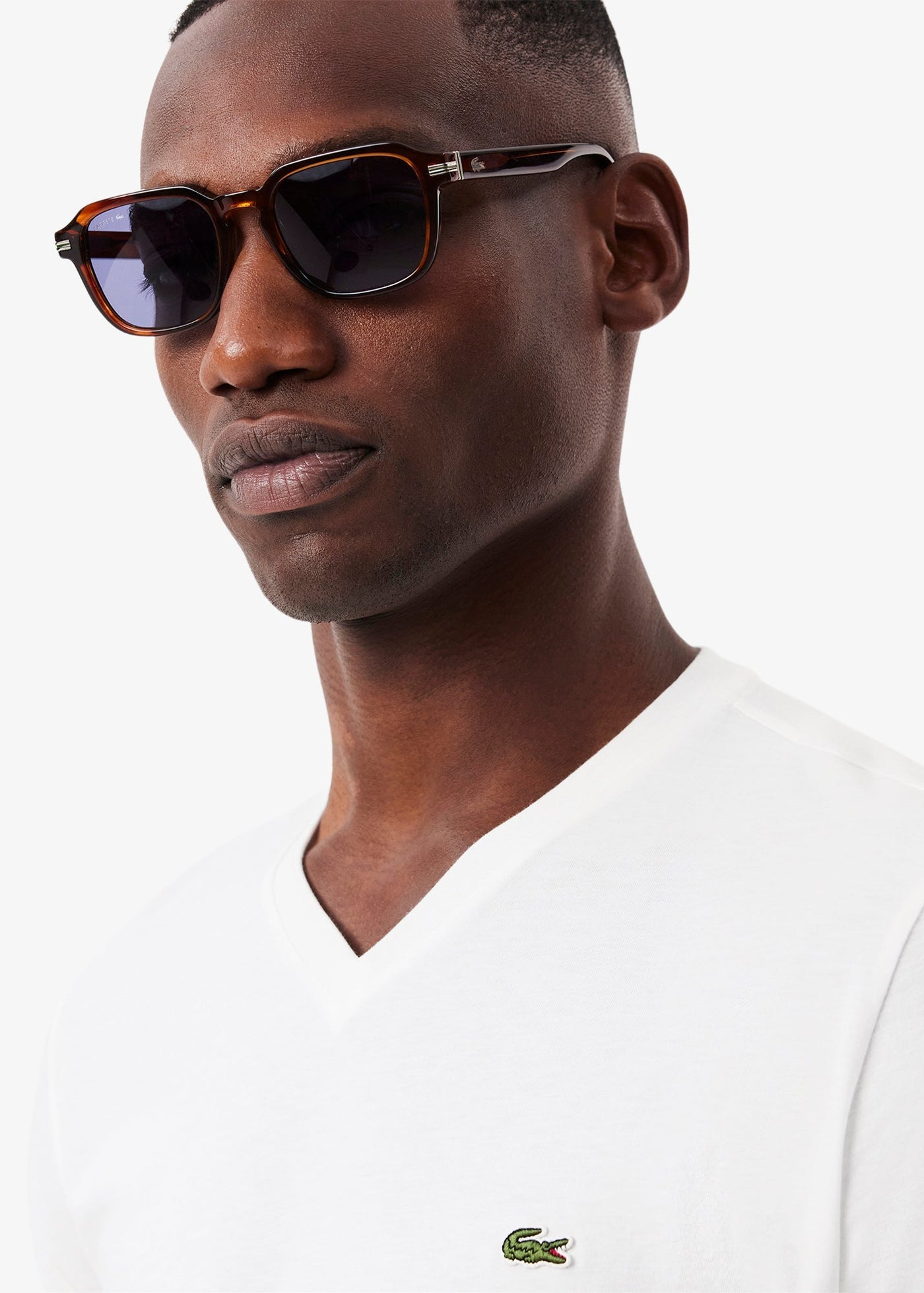 T-shirt col V Lacoste blanc